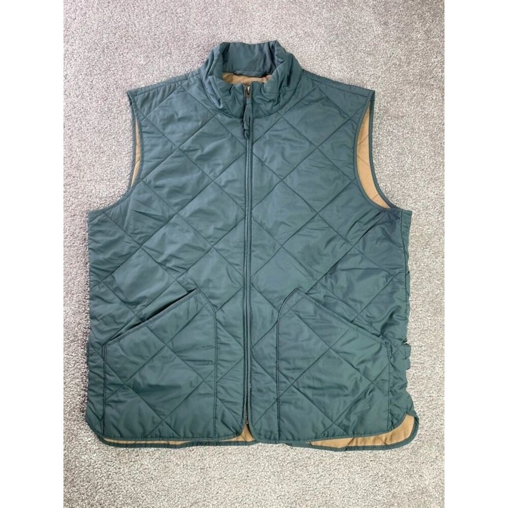J.Crew Authentic Outerwear Quilted Vest Men’s Medium Blue Teal Tan Lined